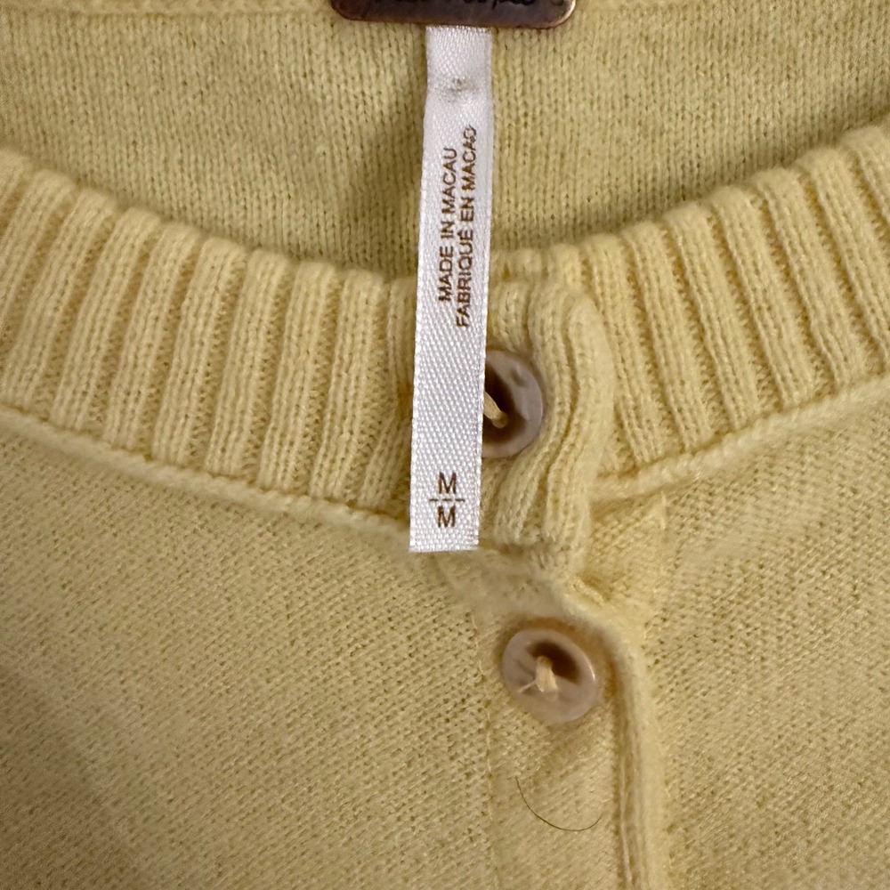 Free People Yellow Wool Cashmere Blend Button Front Cardigan OB2083717 Mens M - Picture 2 of 8